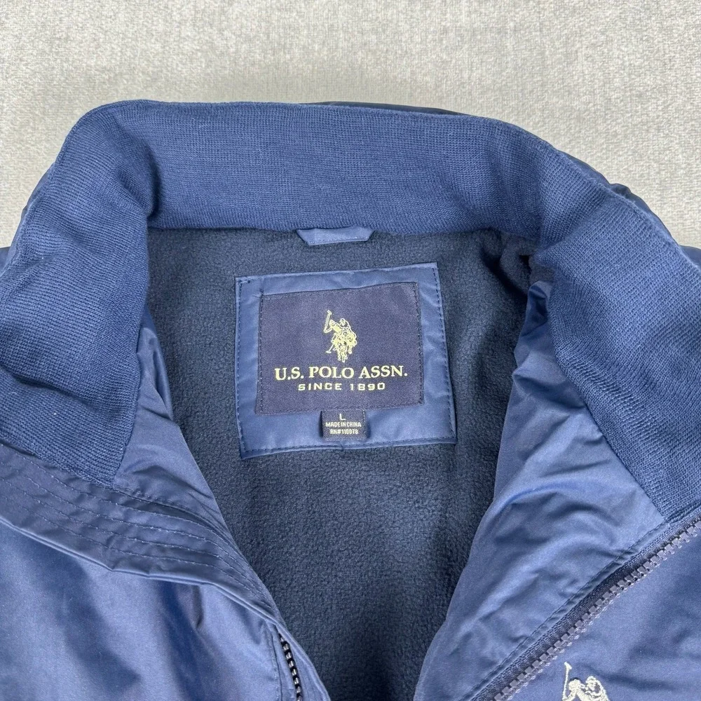 U.S. Polo Assn. Full Zip Fleece Lined Jacket Mens Large Navy Blue 105547Q8